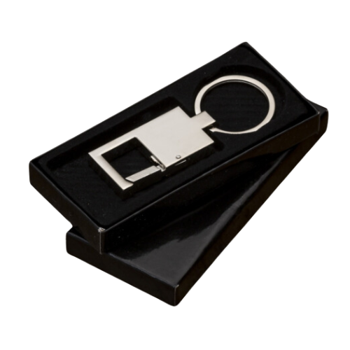 CHAVEIRO ENGATE  METAL CROMADO  COM CAIXA