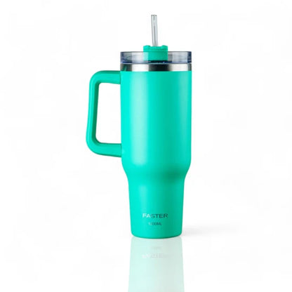 COPO TERMICO DE AÇO INOXIDAVEL COM PAREDE INTERNA ISOLADA A VACOU  C/CANUDO  1200 ML- FASTER