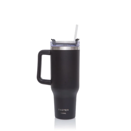 COPO TERMICO DE AÇO INOXIDAVEL COM PAREDE INTERNA ISOLADA A VACOU  C/CANUDO  1200 ML- FASTER