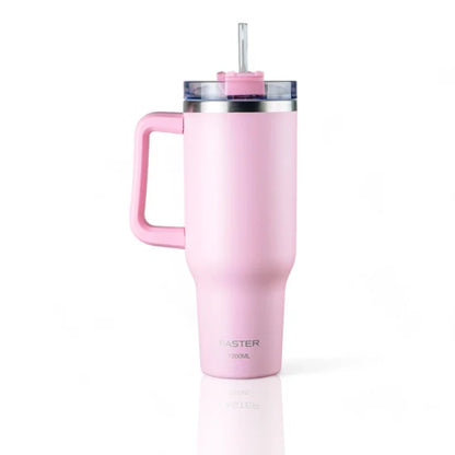 COPO TERMICO DE AÇO INOXIDAVEL COM PAREDE INTERNA ISOLADA A VACOU  C/CANUDO  1200 ML- FASTER